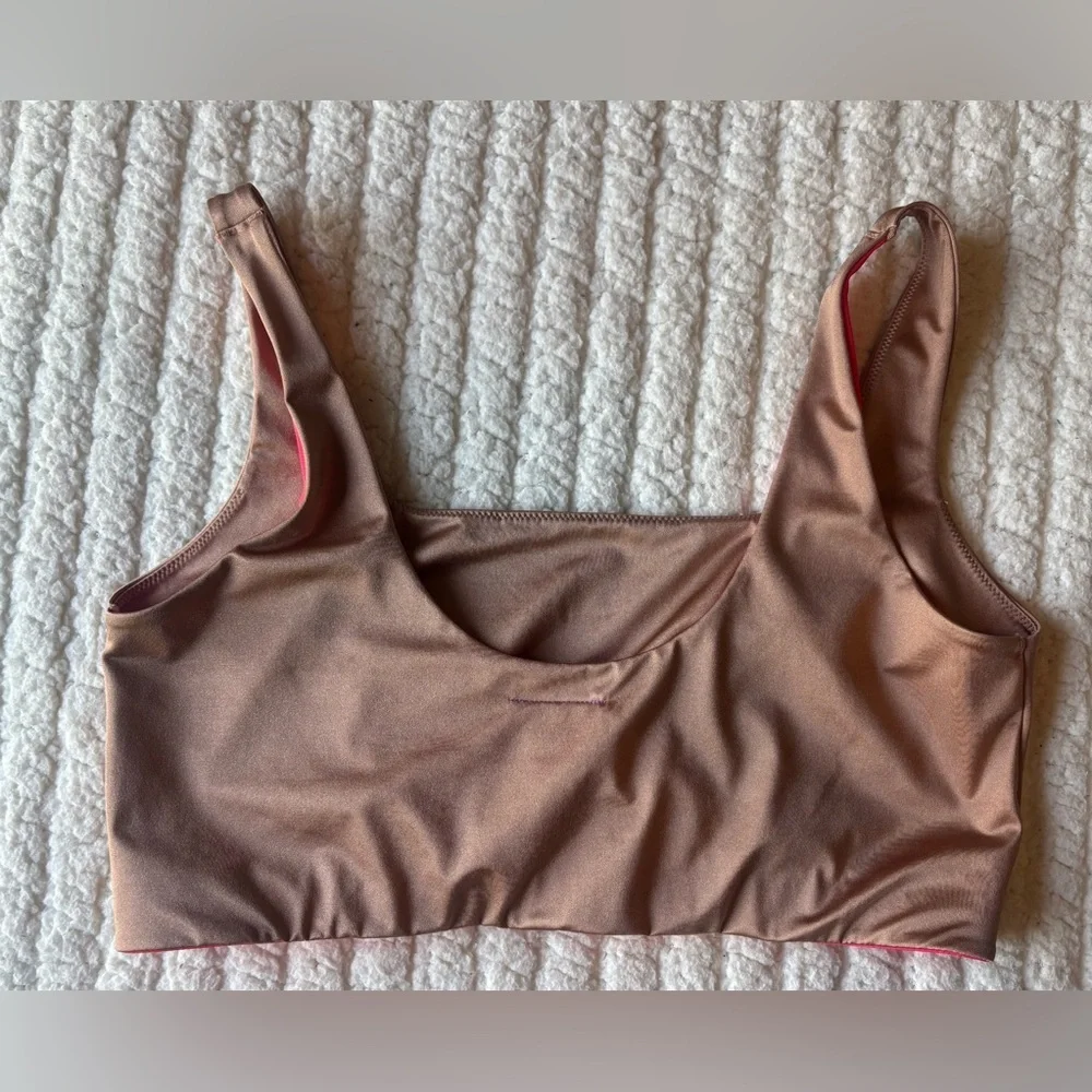 Yitty Headliner Shaping Midi Bralette Pink & Gold Sports Bra Top Size Large